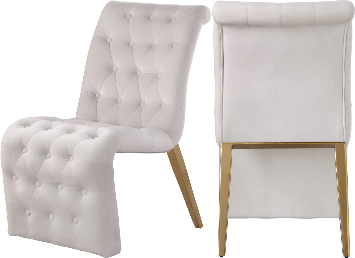 Curve Cream Velvet Dining Chair - galleria furniture outlet