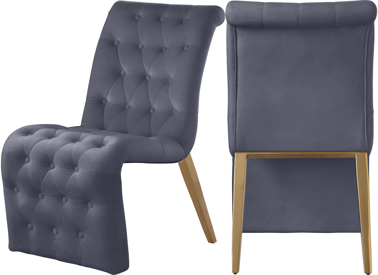 Curve Grey Velvet Dining Chair