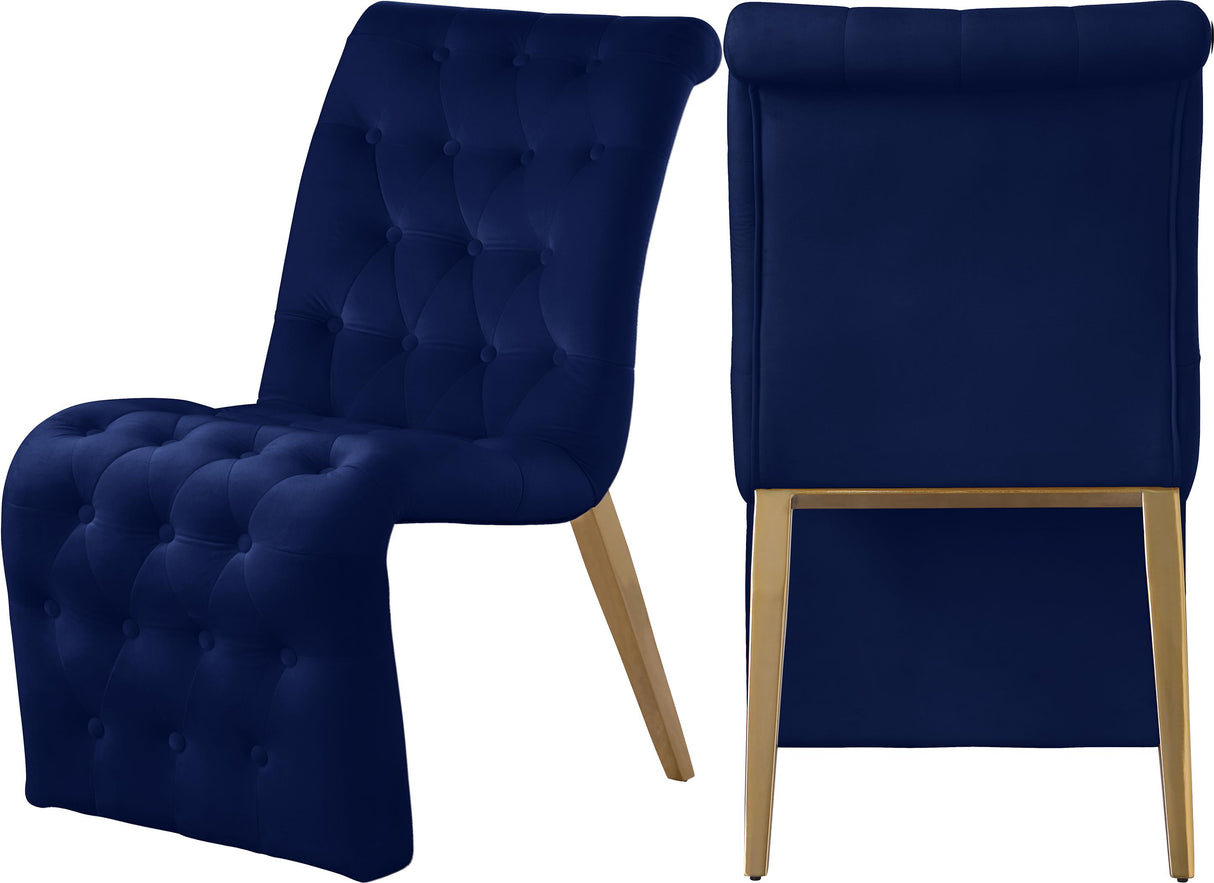 Curve Navy Velvet Dining Chair - galleria furniture outlet