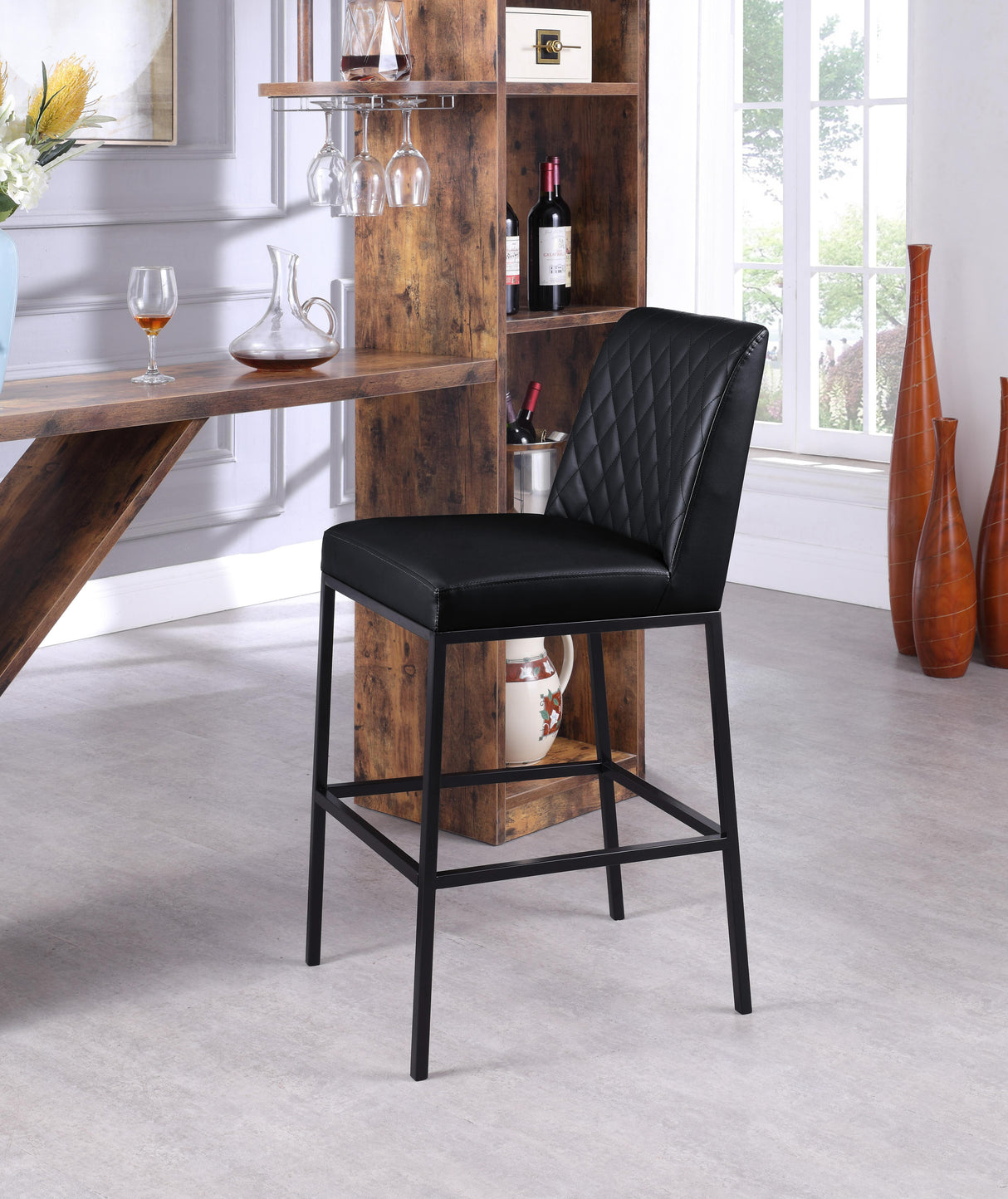 Bryce Black Faux Leather Stool - galleria furniture outlet