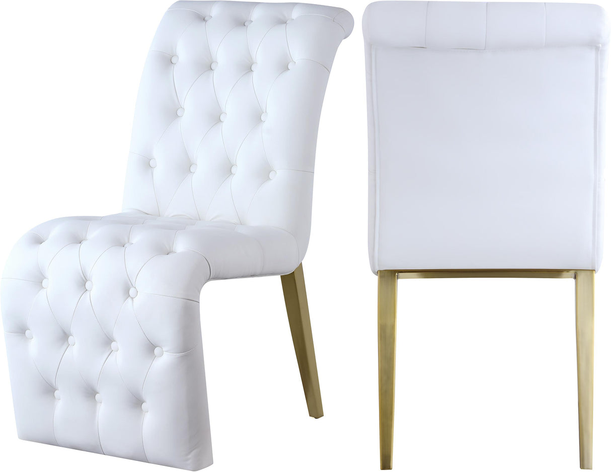 Curve White Faux Leather Dining Chair - galleria furniture outlet