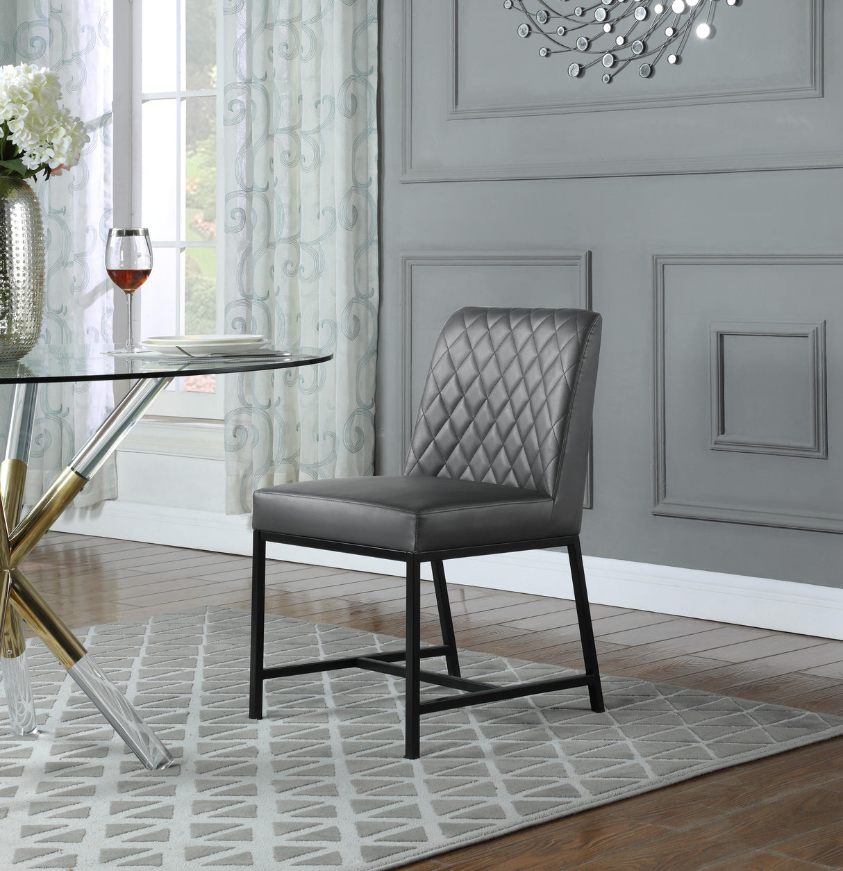 Bryce Grey Faux Leather Dining Chair - galleria furniture outlet