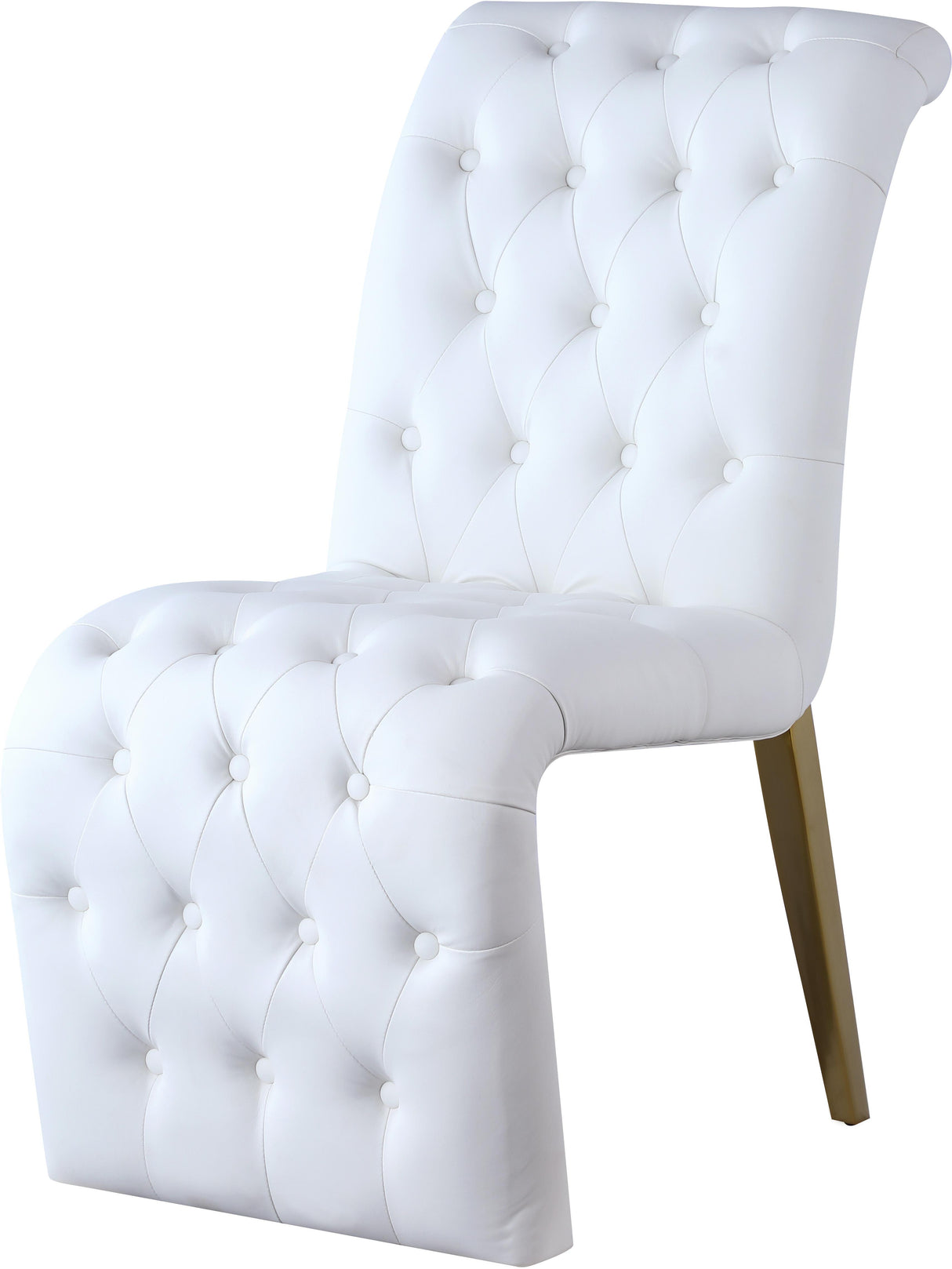 Curve White Faux Leather Dining Chair - galleria furniture outlet