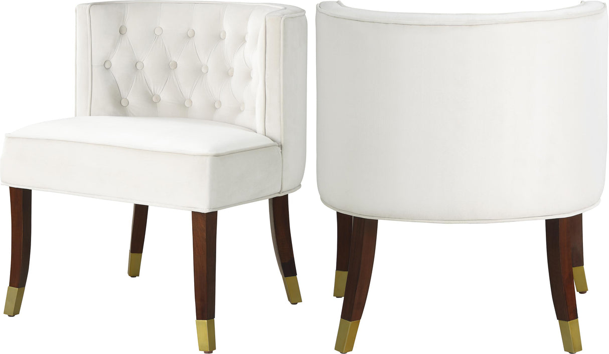 Perry Cream Velvet Dining Chair - galleria furniture outlet