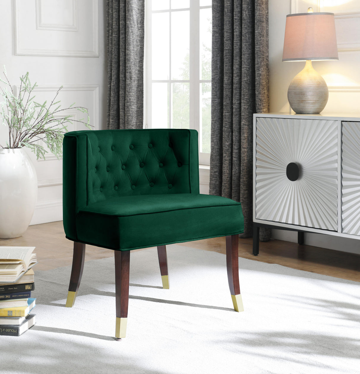 Perry Green Velvet Dining Chair - galleria furniture outlet