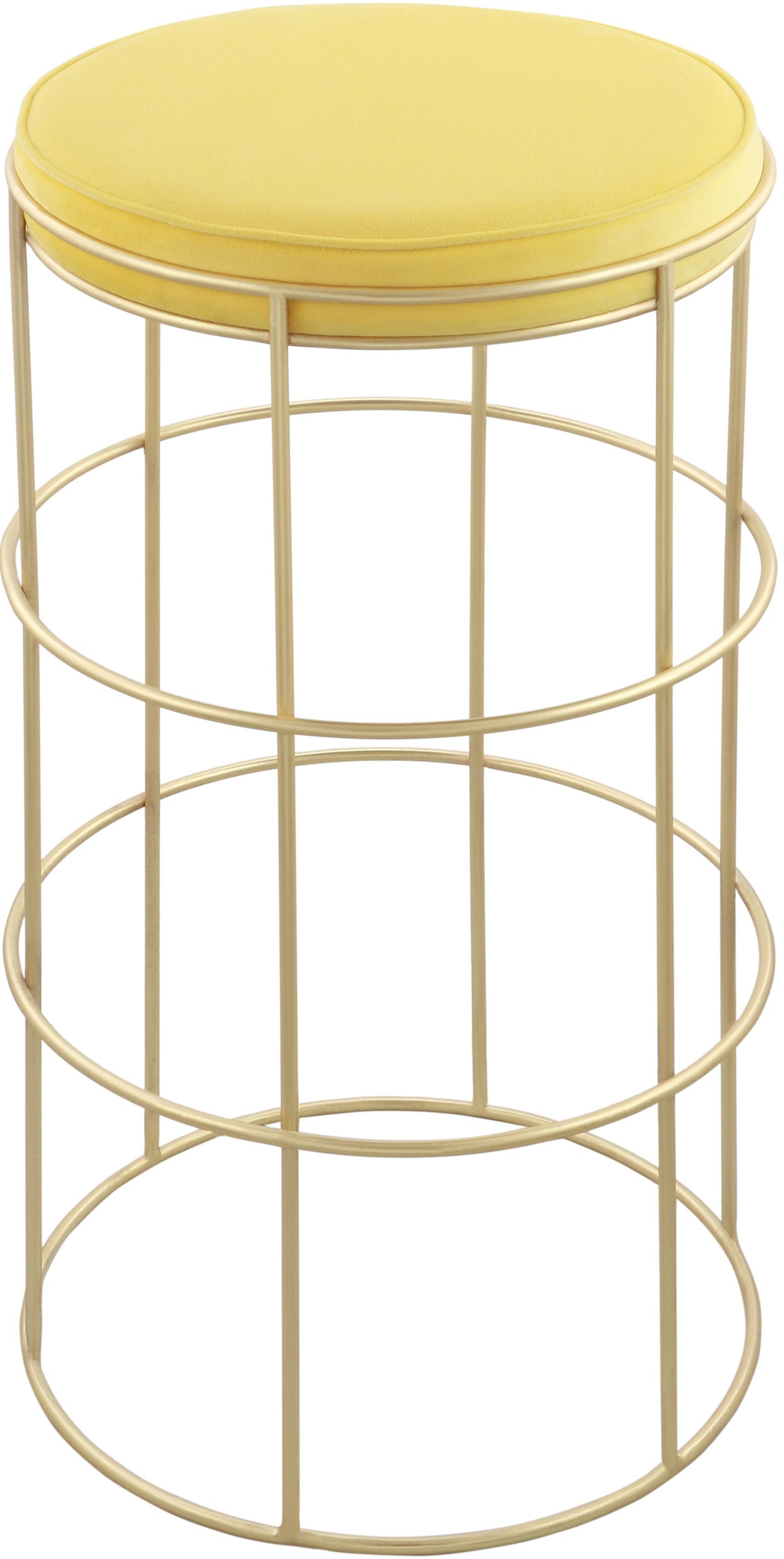 Rebar Yellow Velvet Counter Stool