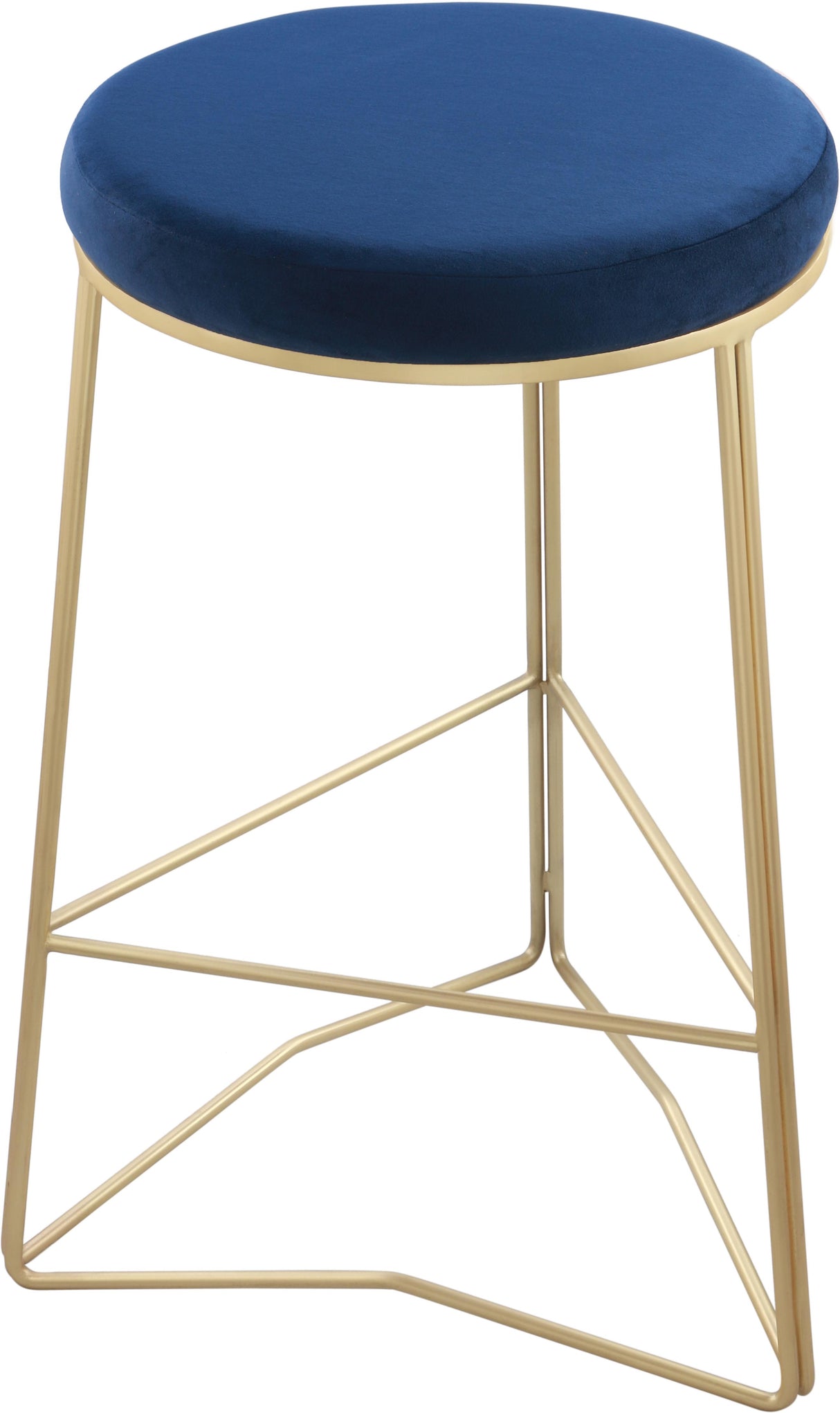 Tres Navy Velvet Counter Stool - galleria furniture outlet
