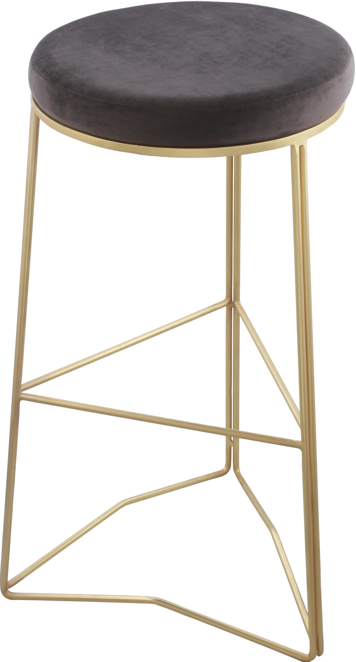 Tres Grey Velvet Bar Stool - galleria furniture outlet