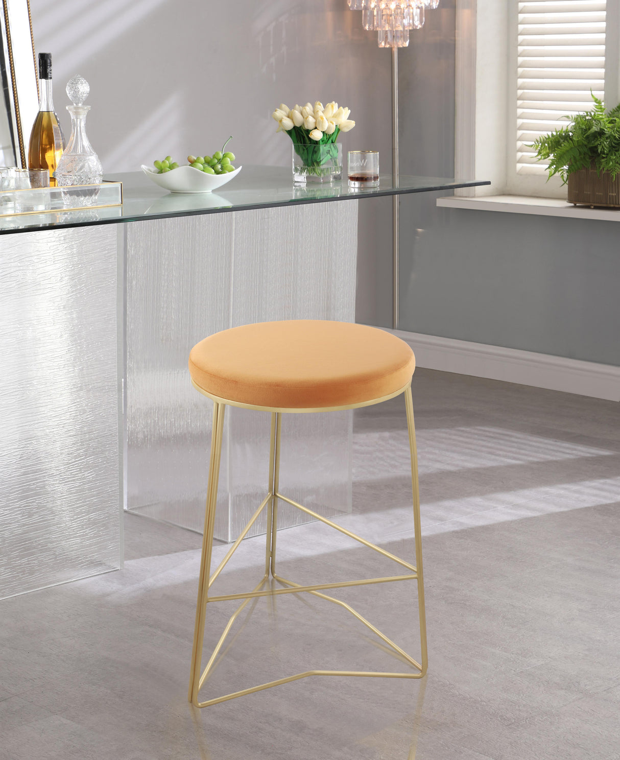 Tres Mango Velvet Counter Stool - galleria furniture outlet