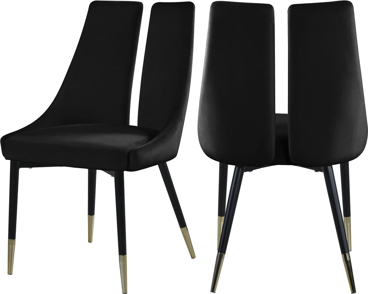 Sleek Black Velvet Dining Chair - galleria furniture outlet