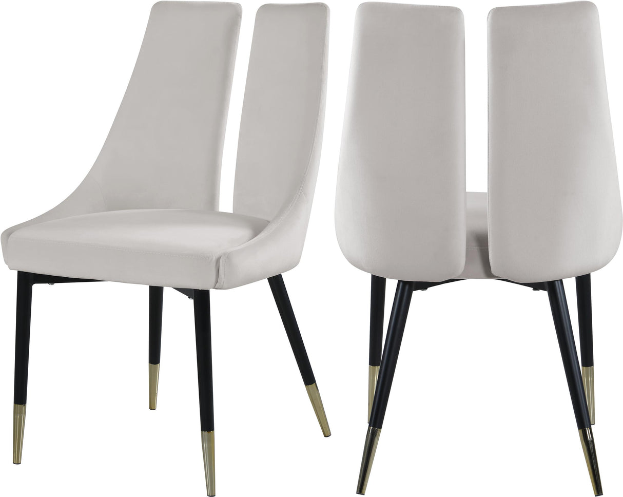 Sleek Cream Velvet Dining Chair - galleria furniture outlet