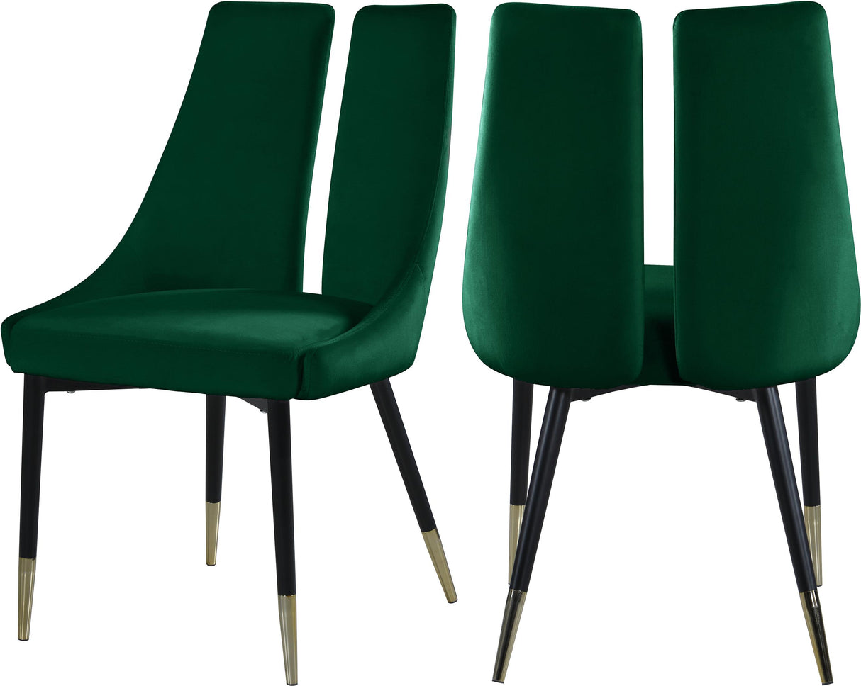 Sleek Green Velvet Dining Chair