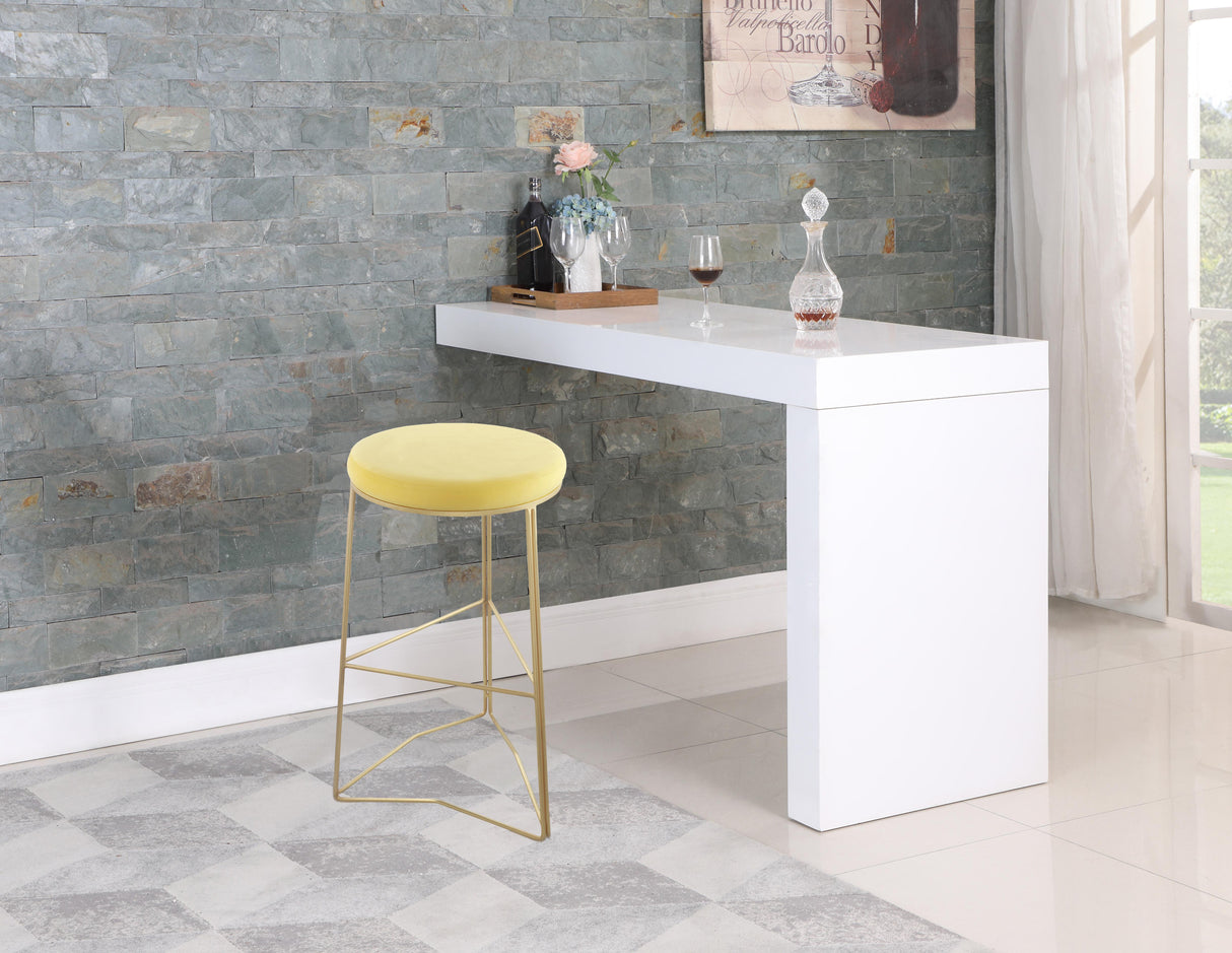 Tres Yellow Velvet Bar Stool - galleria furniture outlet