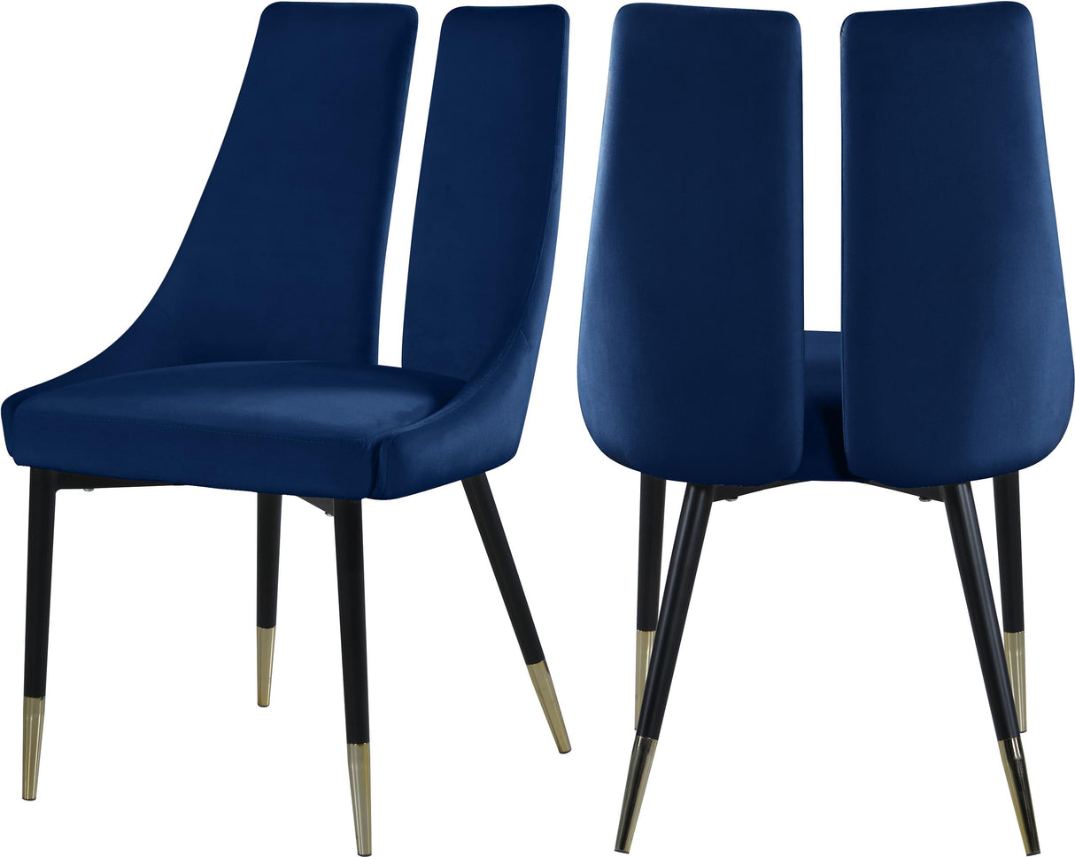 Sleek Navy Velvet Dining Chair - galleria furniture outlet