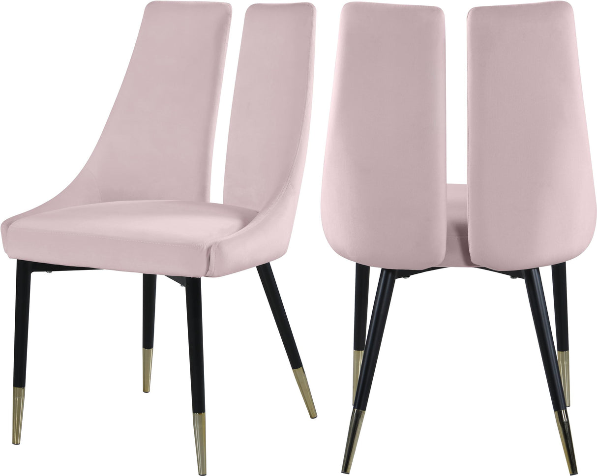 Sleek Pink Velvet Dining Chair - galleria furniture outlet