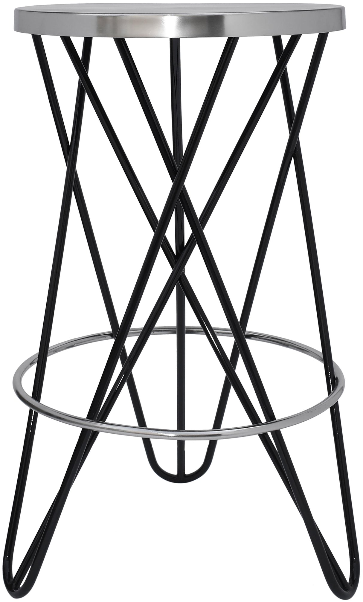 Mercury Black / Silver Counter Stool - galleria furniture outlet
