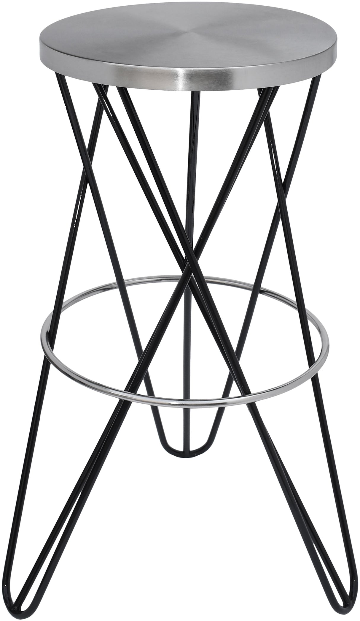 Mercury Black / Silver Bar Stool - galleria furniture outlet