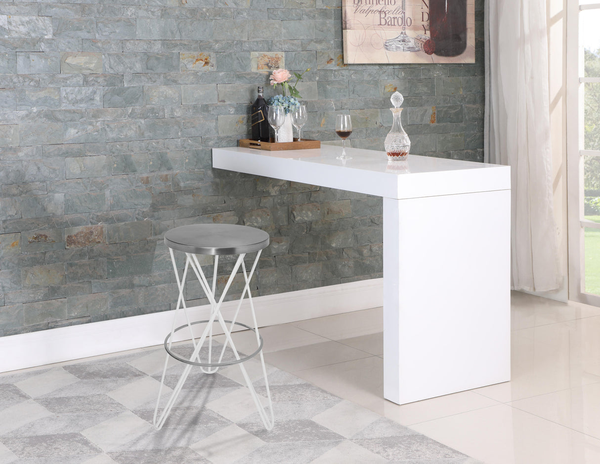 Mercury White / Silver Bar Stool - galleria furniture outlet