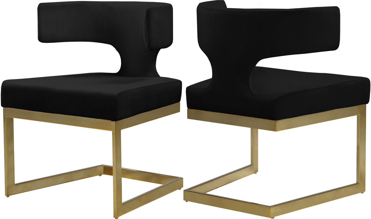 Alexandra Black Velvet Dining Chair - galleria furniture outlet