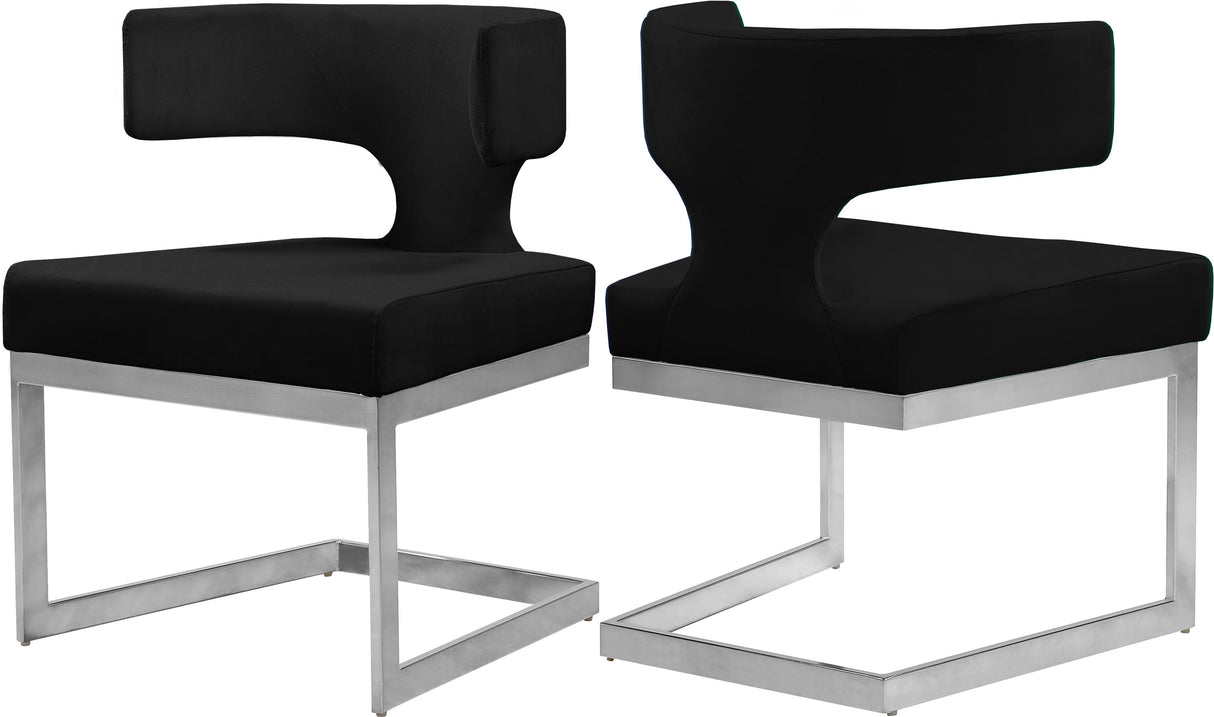 Alexandra Black Velvet Dining Chair - galleria furniture outlet