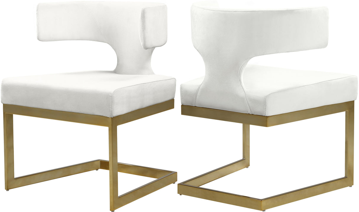 Alexandra Cream Velvet Dining Chair - galleria furniture outlet