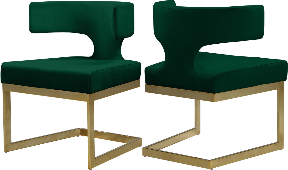 Alexandra Green Velvet Dining Chair - galleria furniture outlet