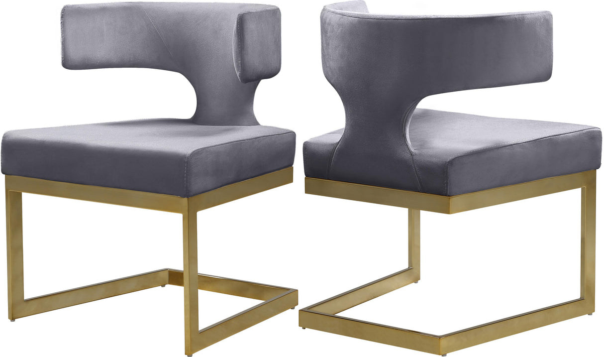 Alexandra Grey Velvet Dining Chair - galleria furniture outlet