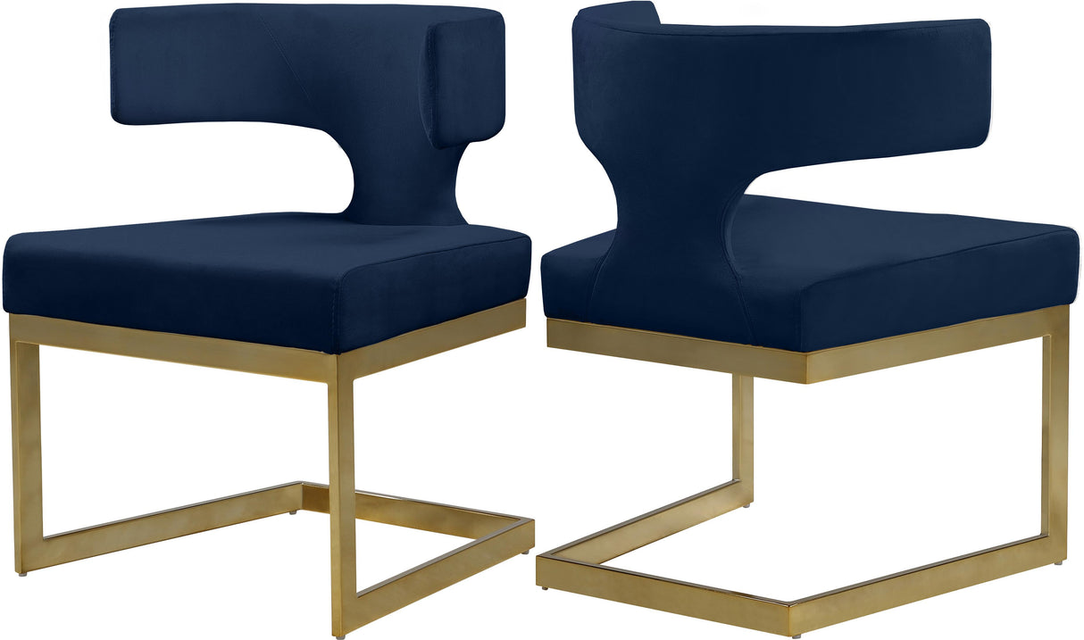 Alexandra Navy Velvet Dining Chair - galleria furniture outlet
