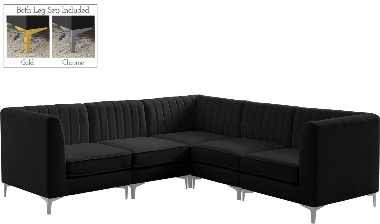 Alina Black Velvet Modular Sectional - galleria furniture outlet
