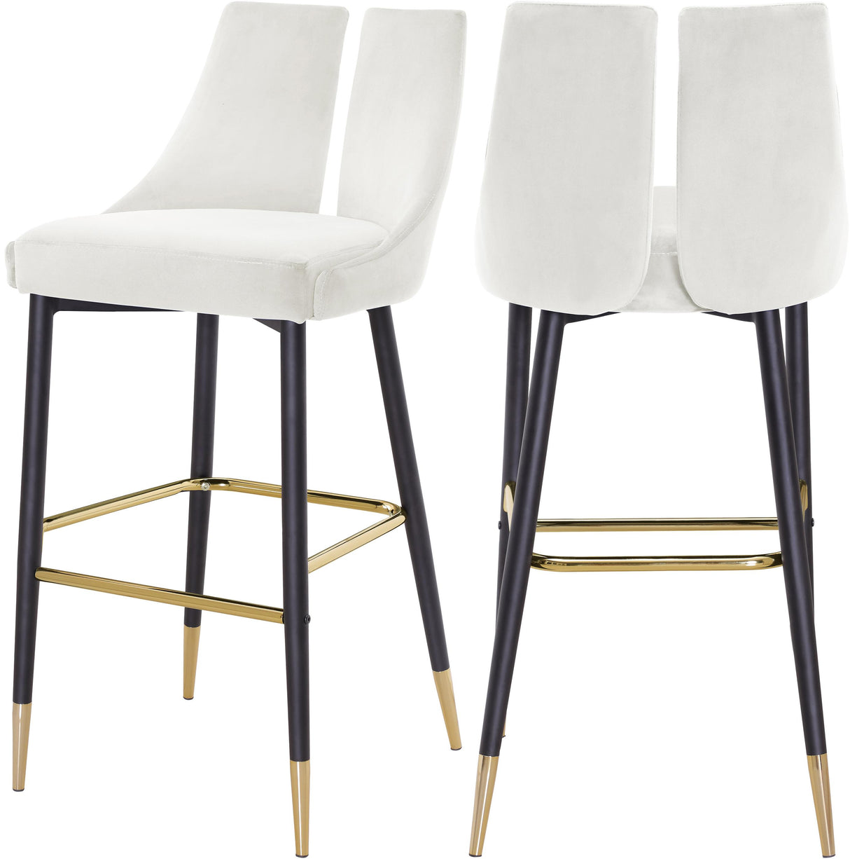 Sleek Cream Velvet Stool - galleria furniture outlet