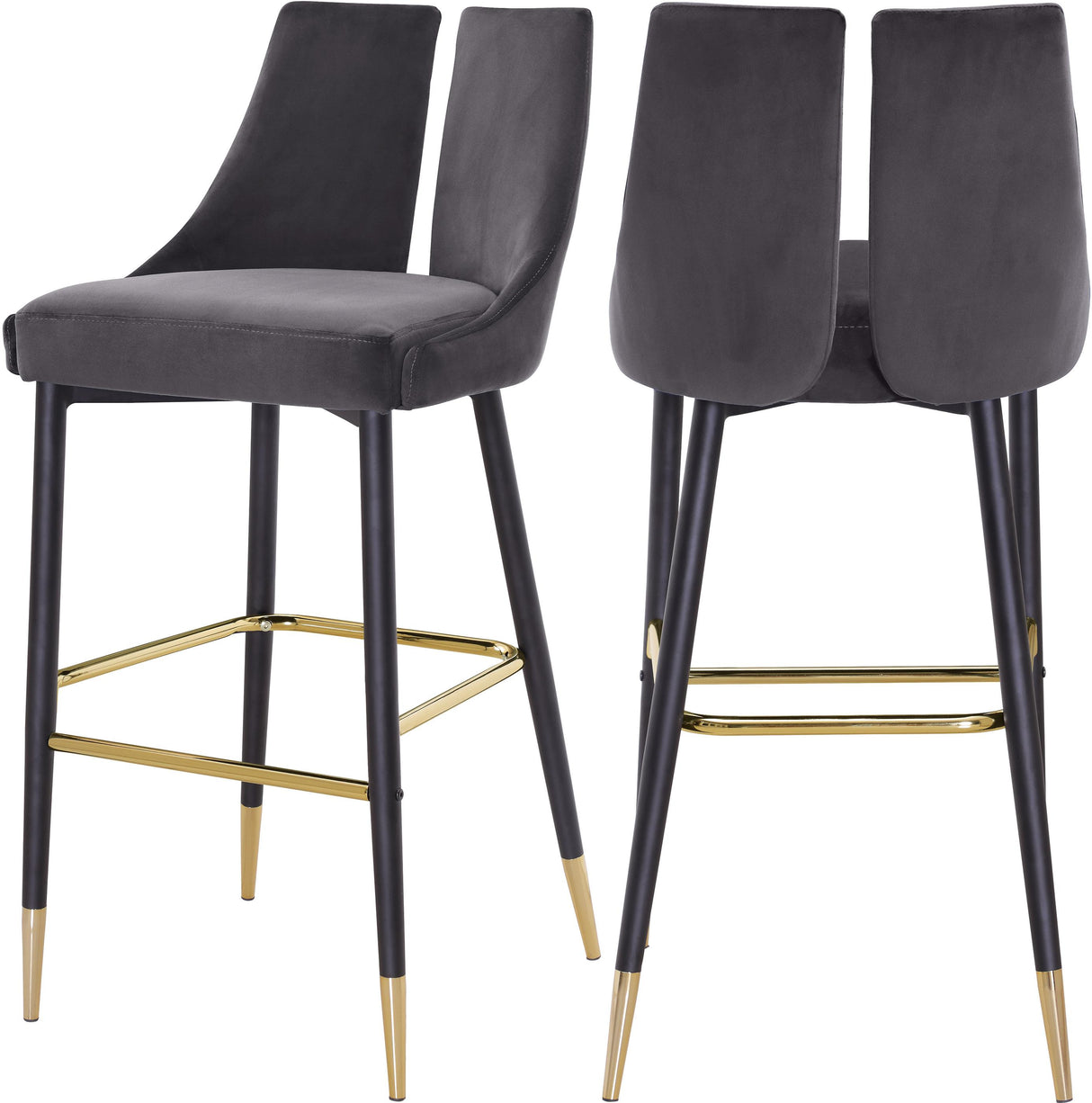 Sleek Grey Velvet Stool - galleria furniture outlet