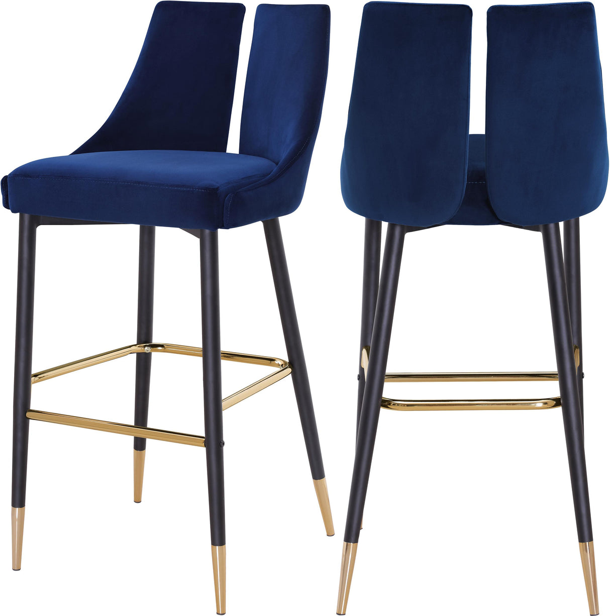Sleek Navy Velvet Stool - galleria furniture outlet