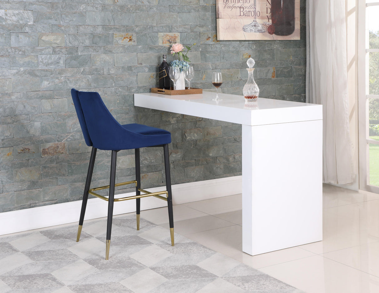 Sleek Navy Velvet Stool - galleria furniture outlet