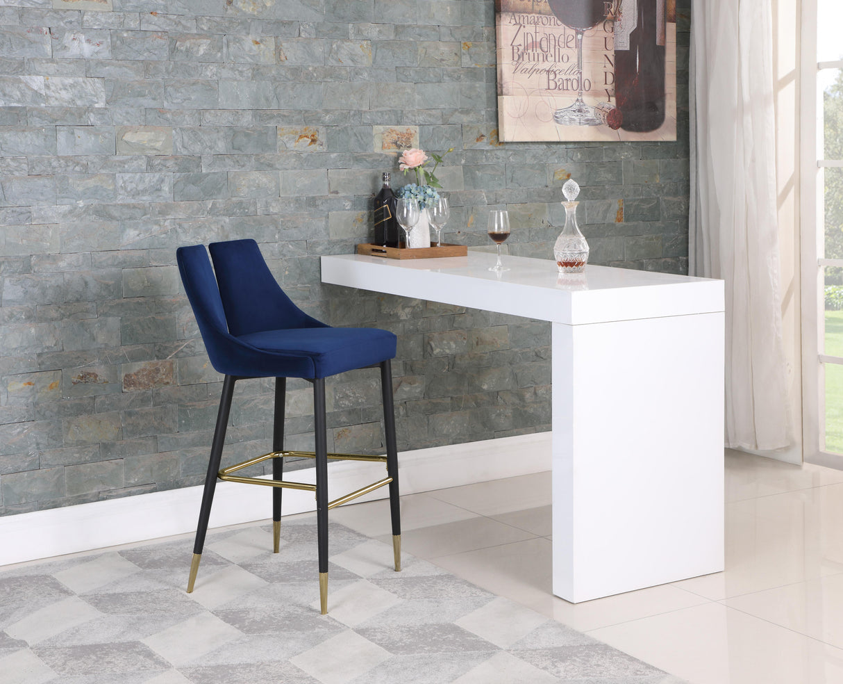 Sleek Navy Velvet Stool - galleria furniture outlet