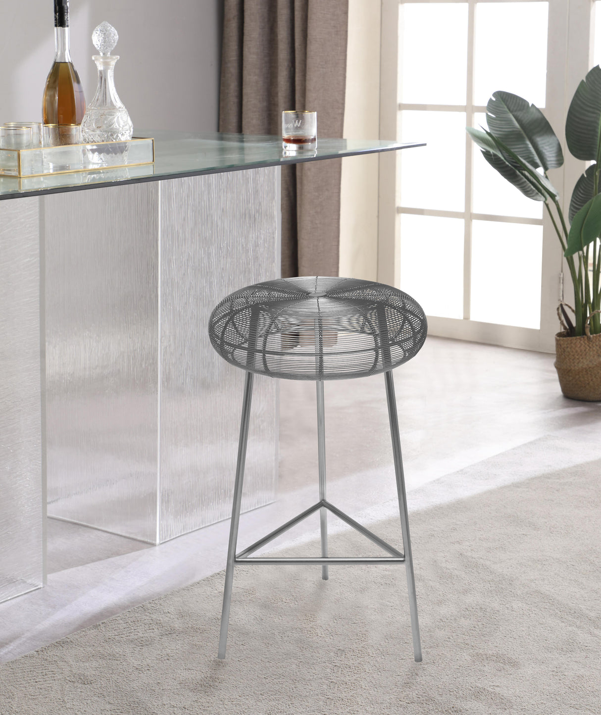 Tuscany Silver Counter Stool - galleria furniture outlet