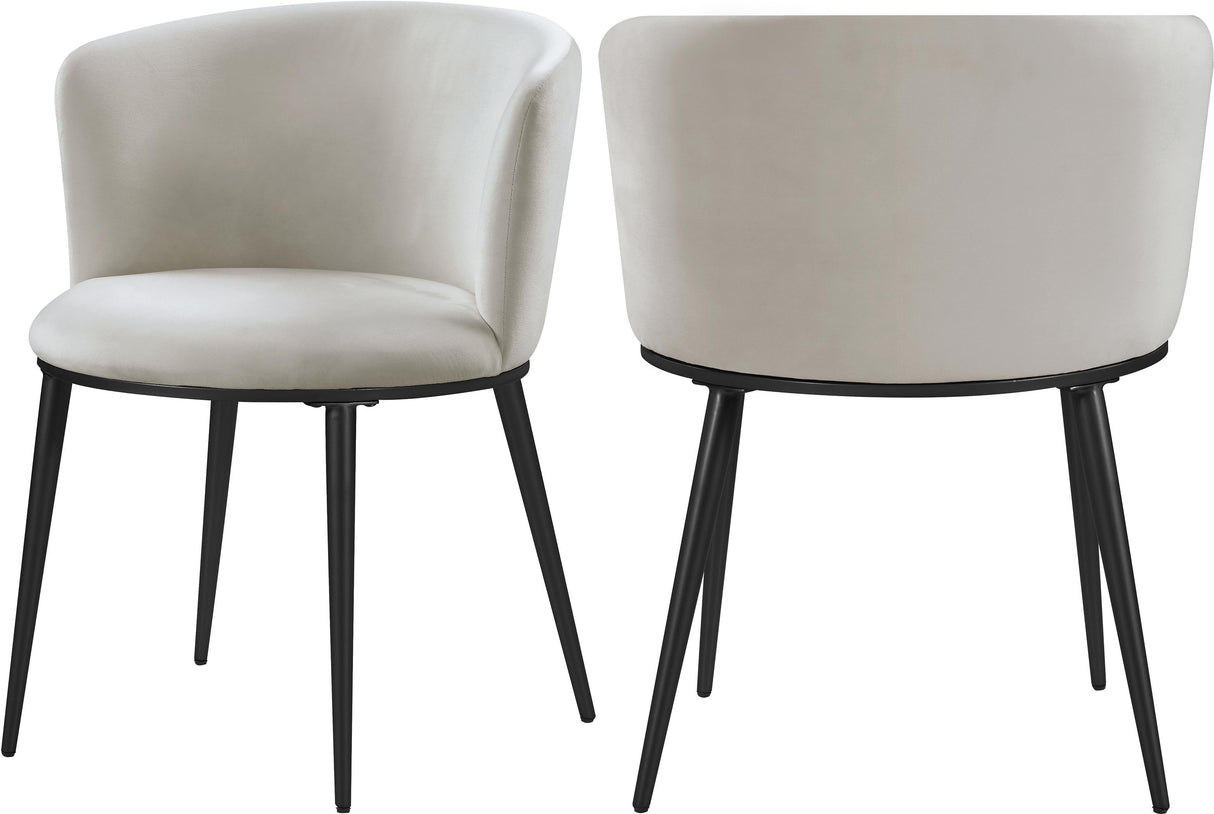 Skylar Cream Velvet Dining Chair - galleria furniture outlet