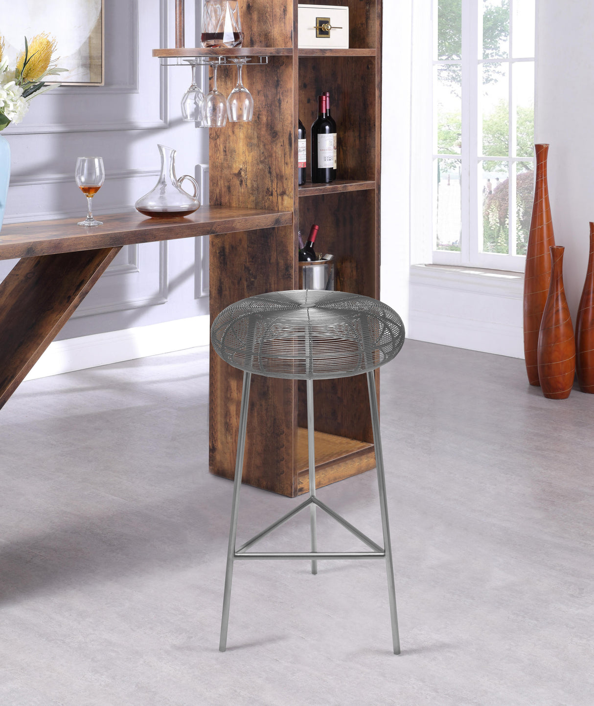 Tuscany Silver Bar Stool - galleria furniture outlet