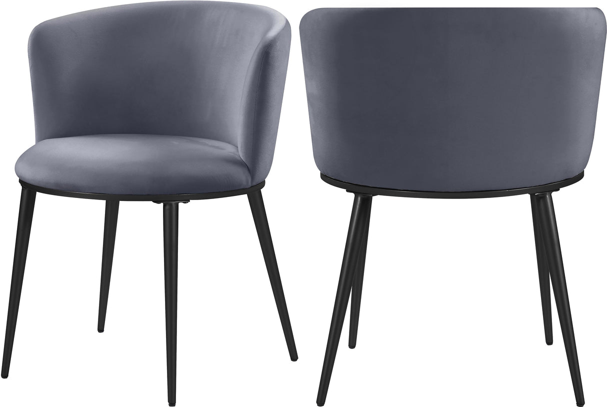 Skylar Grey Velvet Dining Chair - galleria furniture outlet