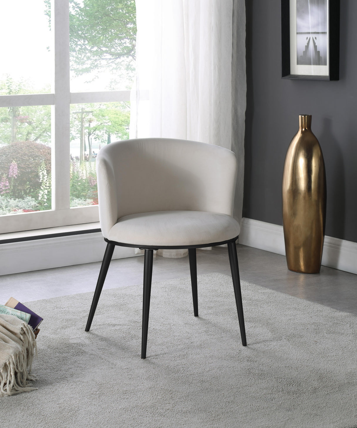 Skylar Cream Velvet Dining Chair - galleria furniture outlet