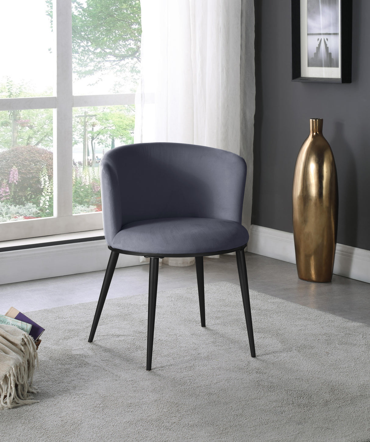 Skylar Grey Velvet Dining Chair - galleria furniture outlet