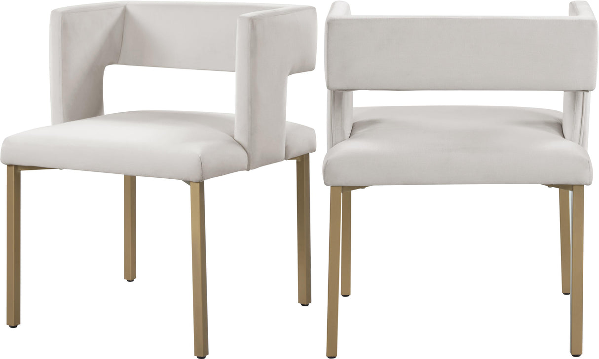 Caleb Cream Velvet Dining Chair - galleria furniture outlet