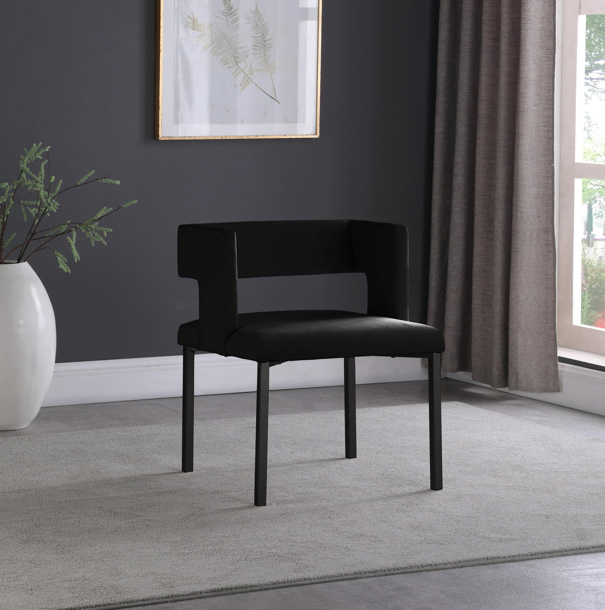 Caleb Black Velvet Dining Chair - galleria furniture outlet