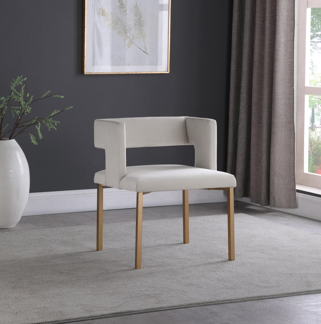 Caleb Cream Velvet Dining Chair - galleria furniture outlet