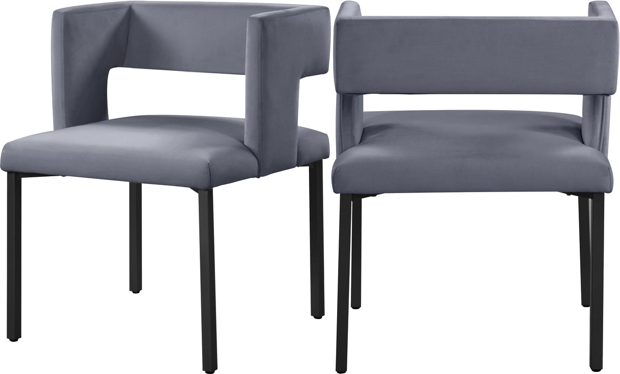 Caleb Grey Velvet Dining Chair - galleria furniture outlet