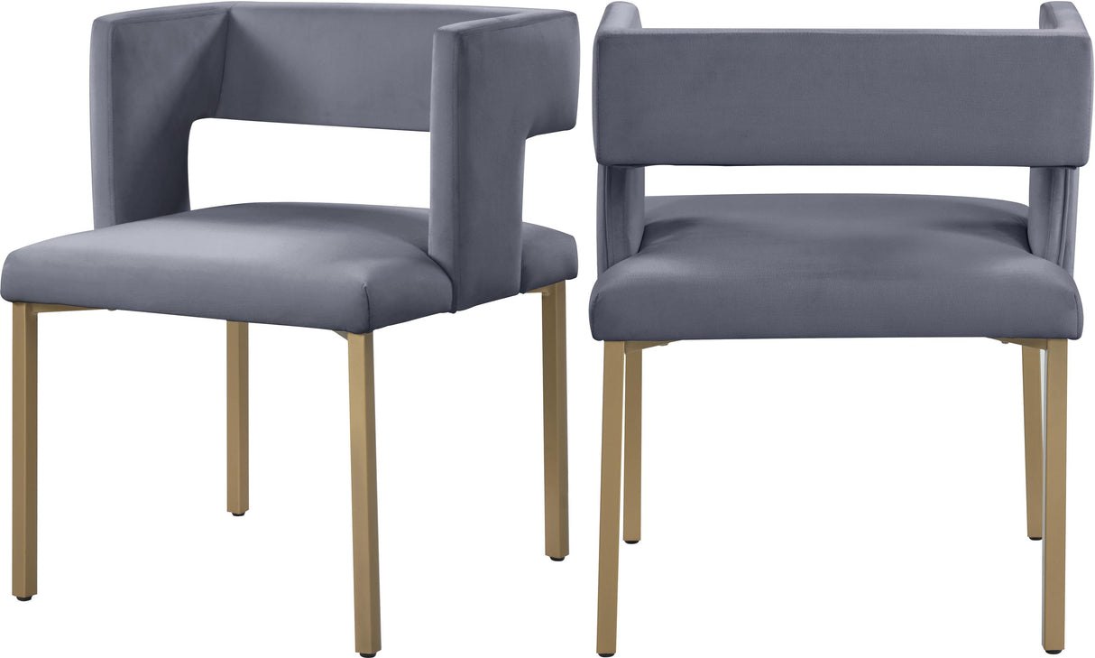 Caleb Grey Velvet Dining Chair - galleria furniture outlet