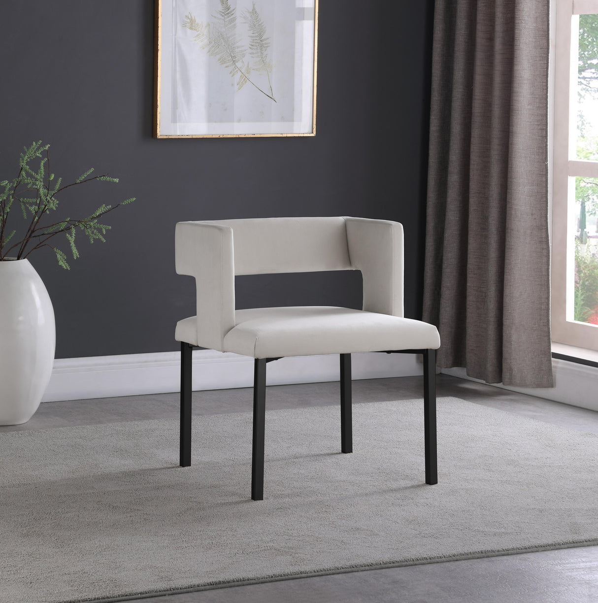 Caleb Cream Velvet Dining Chair - galleria furniture outlet