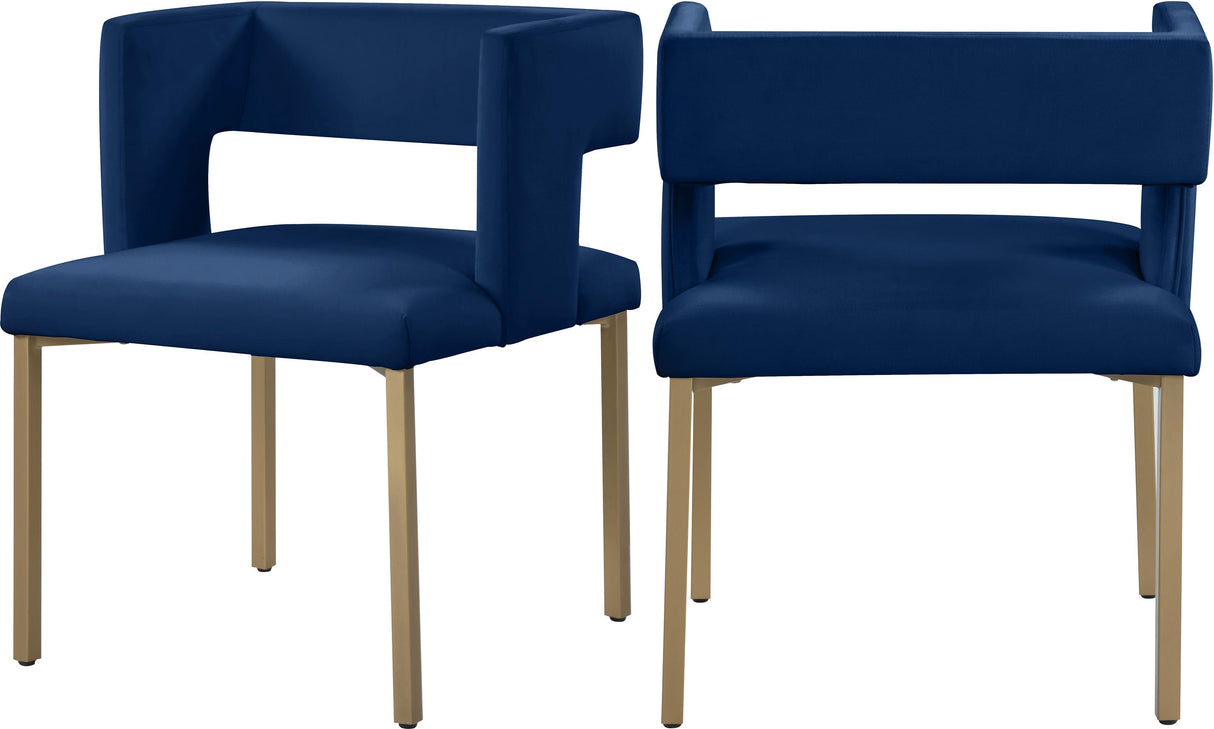 Caleb Navy Velvet Dining Chair - galleria furniture outlet