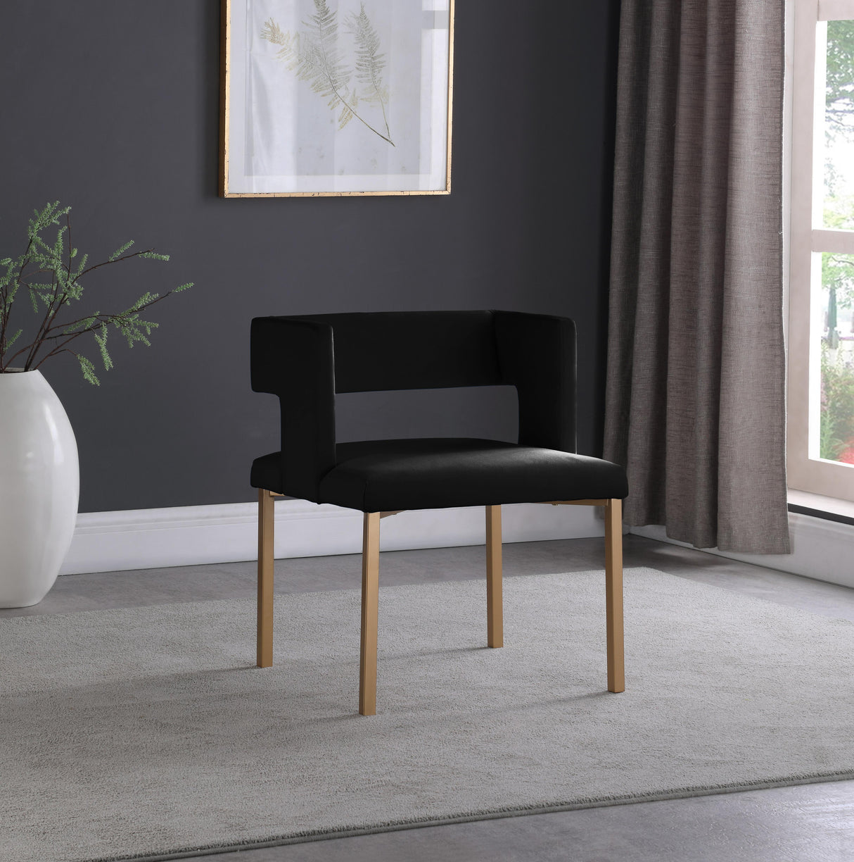 Caleb Black Velvet Dining Chair - galleria furniture outlet