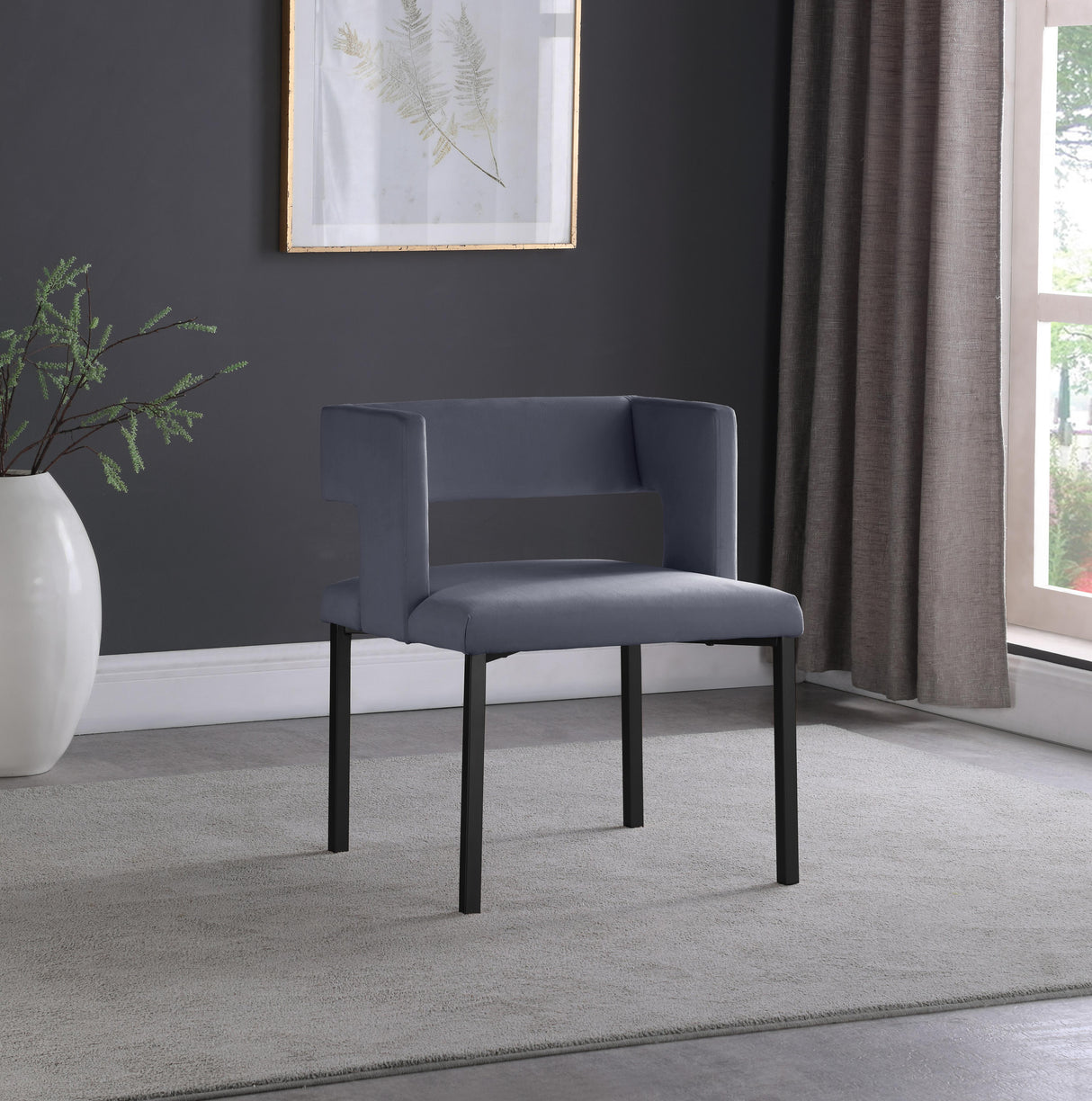 Caleb Grey Velvet Dining Chair - galleria furniture outlet