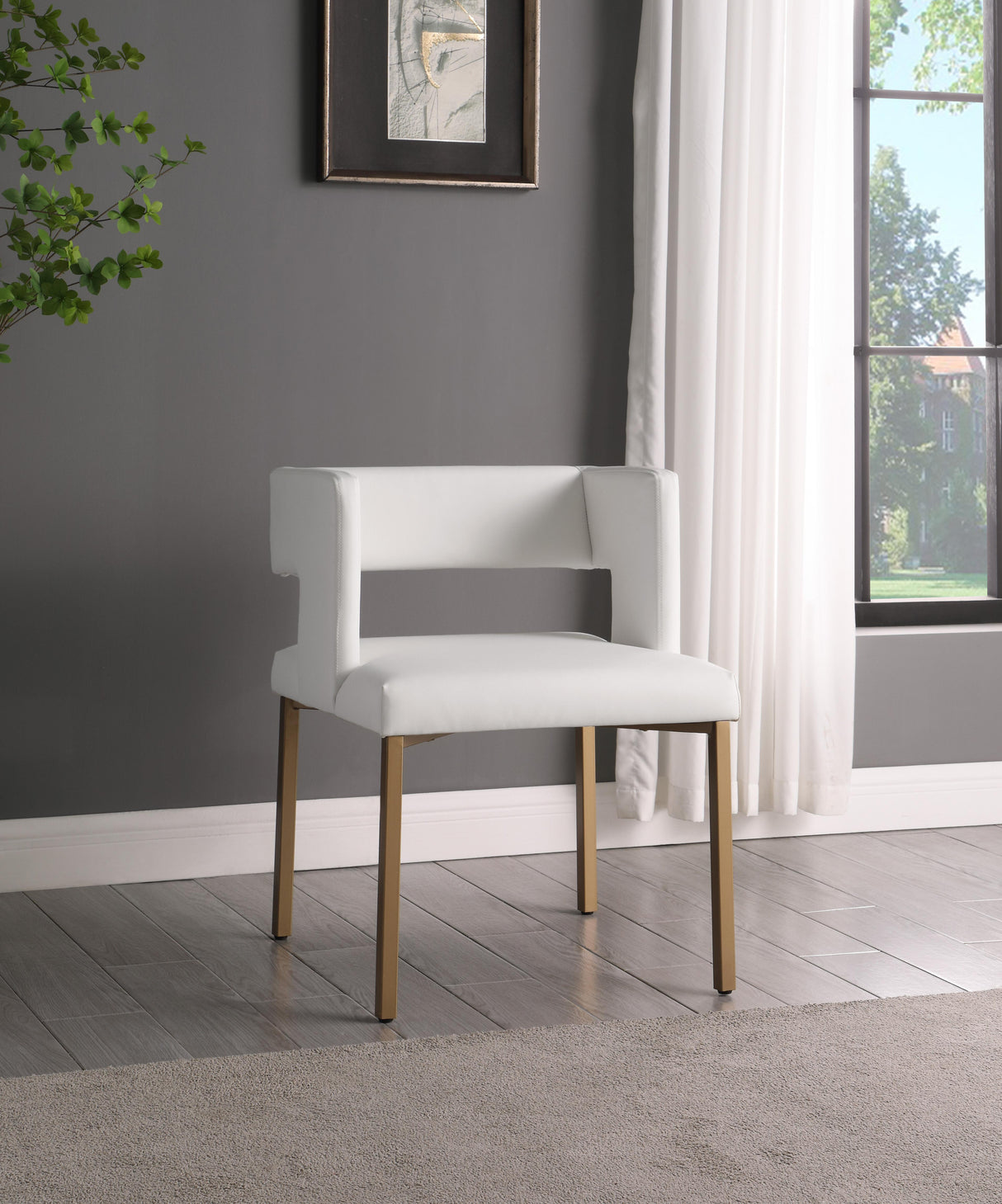 Caleb White Faux Leather Dining Chair - galleria furniture outlet